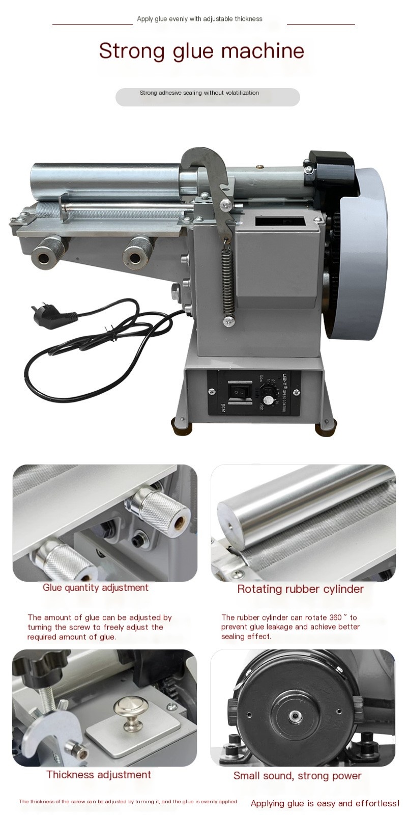 Gluing machine speed adjustable strong overgluing machine leather handbags shoes soles bags gluing 